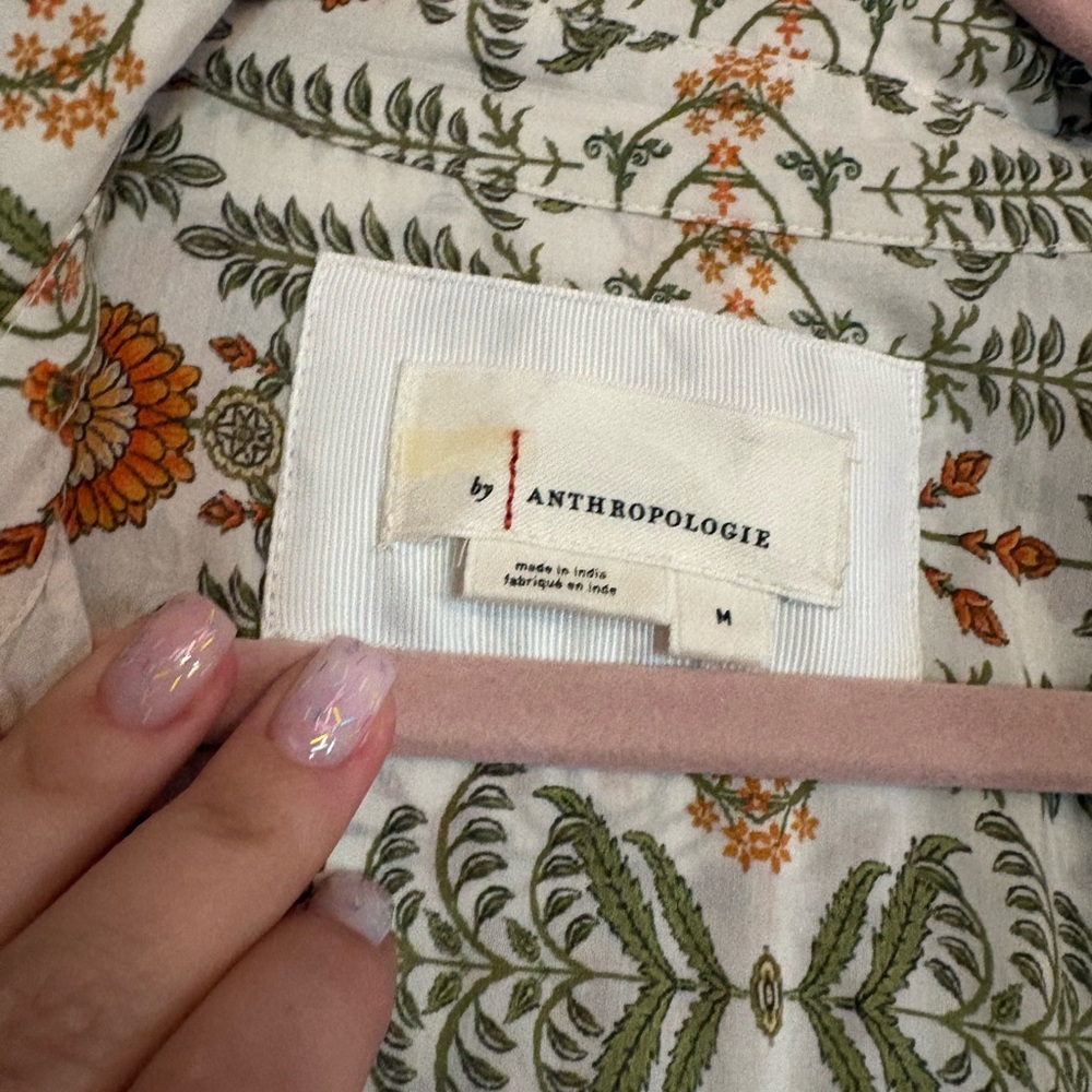 Anthropologie Ivory Maxi Dress with Red & Green Floral Print - Picture 6 of 6